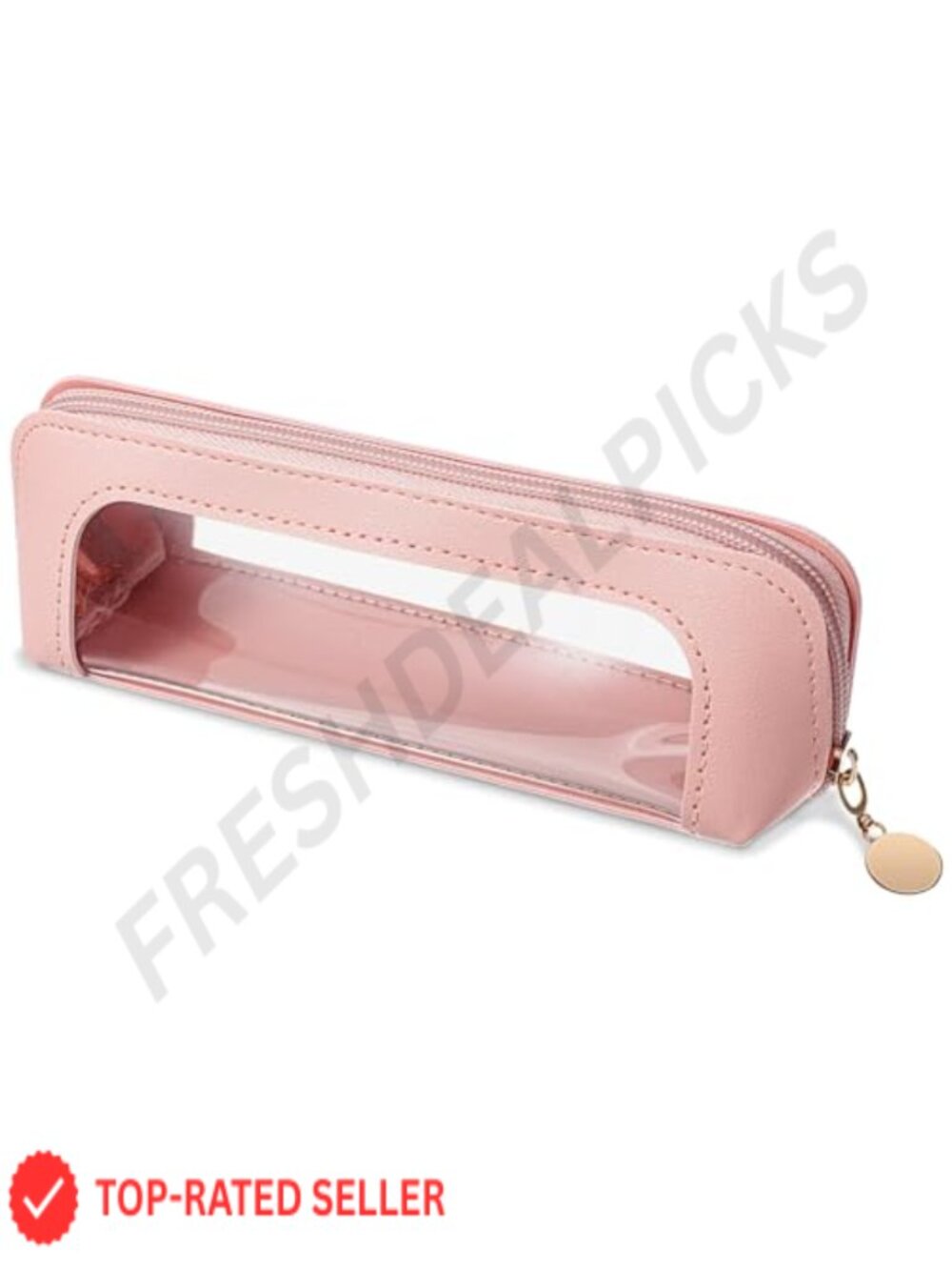 PU Leather Transparent Makeup Brush Travel Bag Toiletry Holder with Zipper